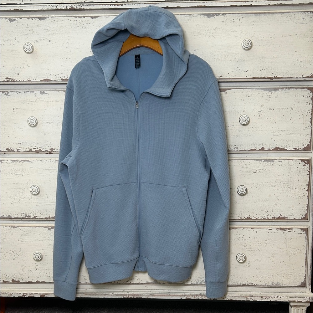 Lululemon Waffle Knit Full Zip Hoodie Jacket Blue Men's Size M